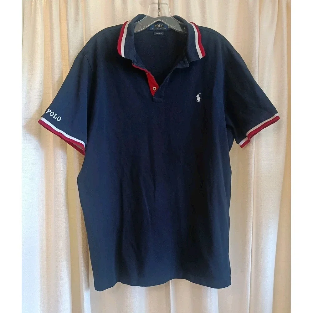 Polo Ralph Lauren Men's XL Navy Classic Fit Polo‎ Embroidered Shirt